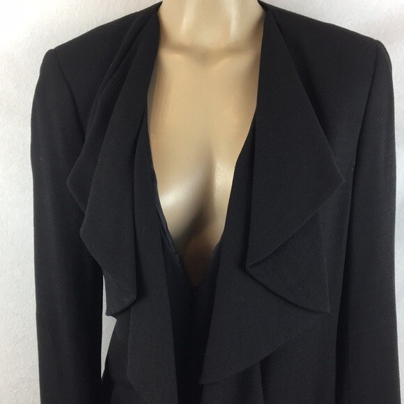 Lafayette 148 Black Waterfall Ruffle Front Sweater 4 - Picture 5 of 9